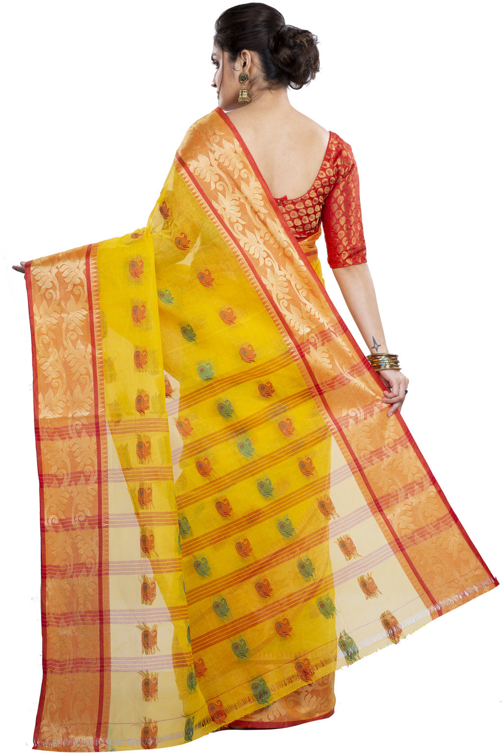 Yellow Pure Cotton HasFul Tant Saree (790)